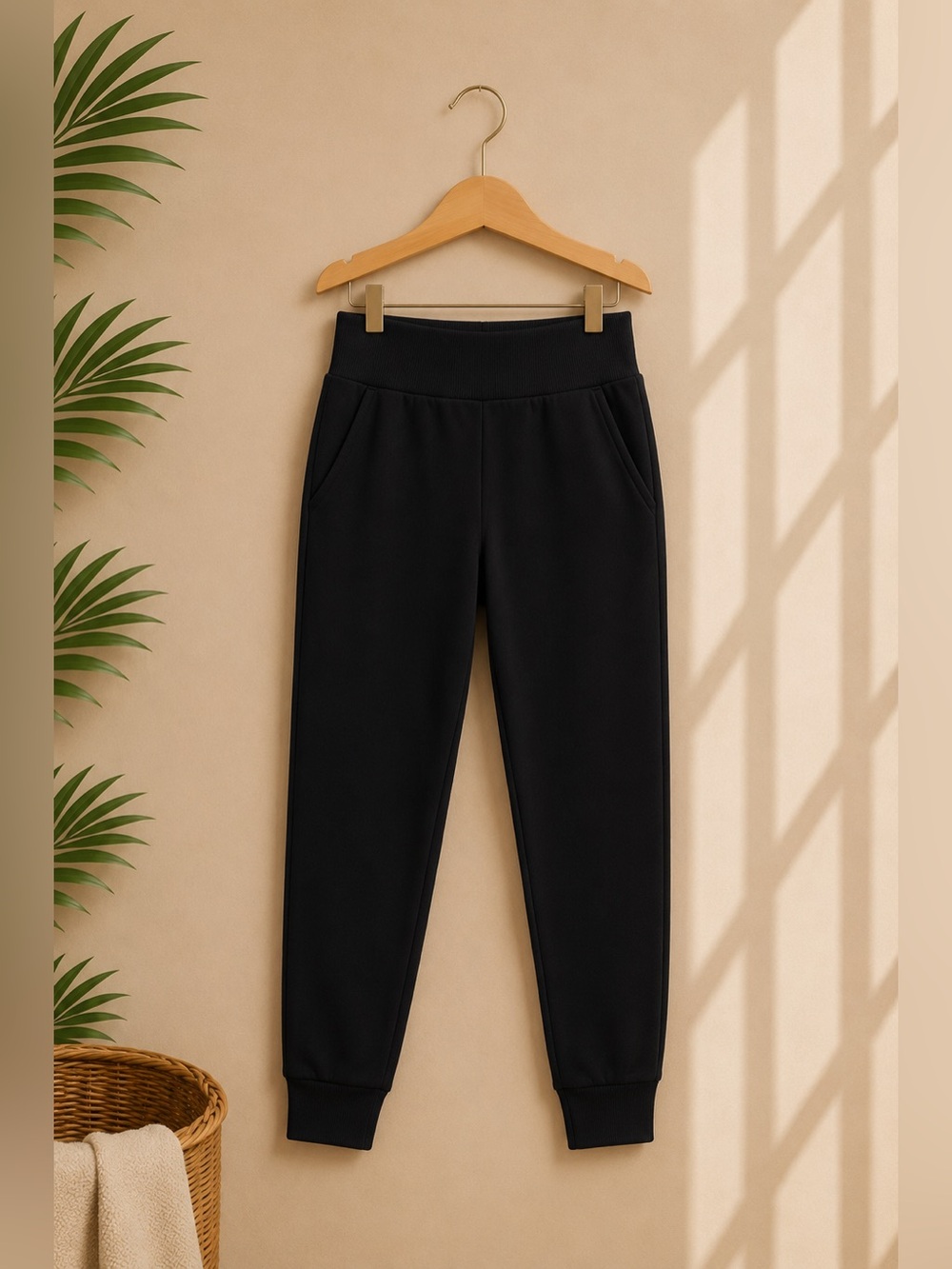 High-Rise Black Jogger Pants for Women